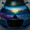 🌄🧘‍♀️ Sunset Meditation Forest Car Hood Wrap