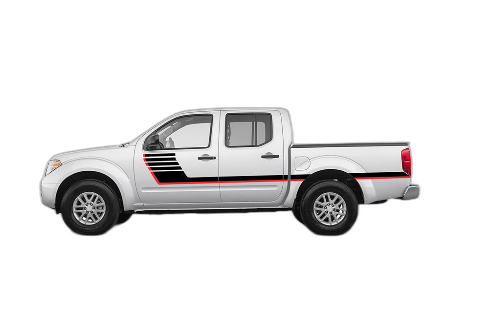 Retro-style Double Hash Stripes Graphics for Nissan Frontier 2005-2021 - Image 3