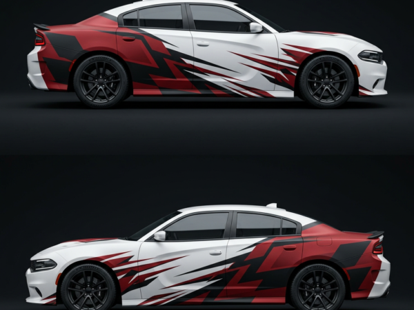 🏎️🔥 Abstract Blade Racing Car Wrap - Red/Black