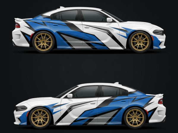 🔷🏁 Abstract Geometric Racing Car Side Wrap
