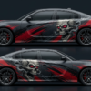 💀💥 Aggressive Skull Car Wrap - Unleash Pure Rage
