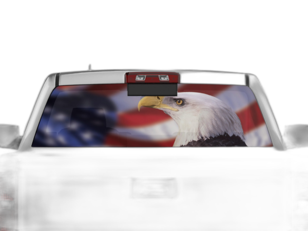 American Flag Eagle Perforated Rear Window Decal Graphics for Chevrolet Silverado 2014-2018