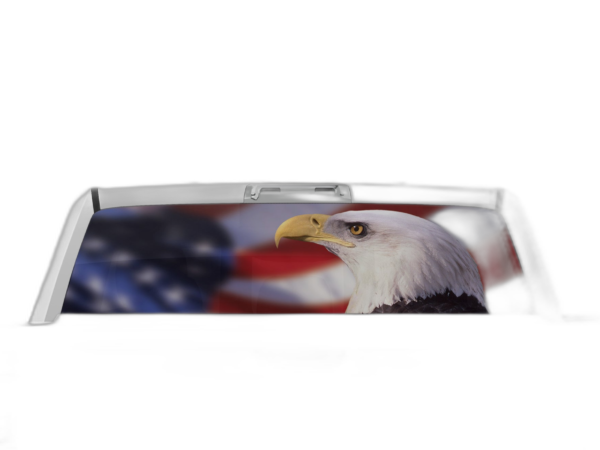 American flag eagle perforated rear window decal graphics compatible with Dodge Ram 2009-2018