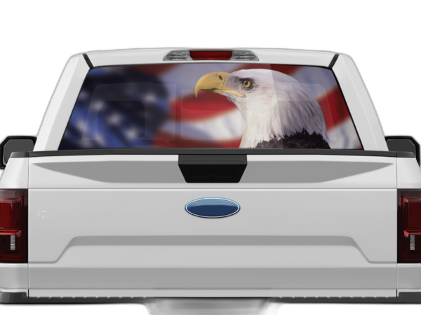 American Flag Eagle Perforated Rear Window Decal Graphics for Ford F150 2015-2020
