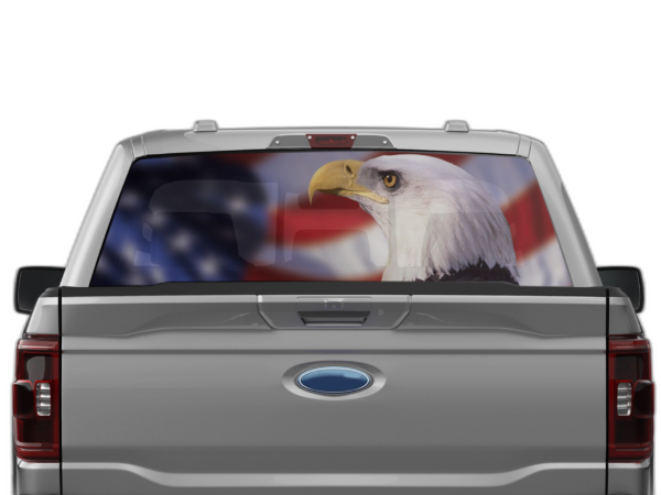 American Flag Eagle Perforated Rear Window Decal Graphics for Ford F150