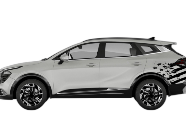 Back shredded US flag decals graphics compatible with Kia Sportage