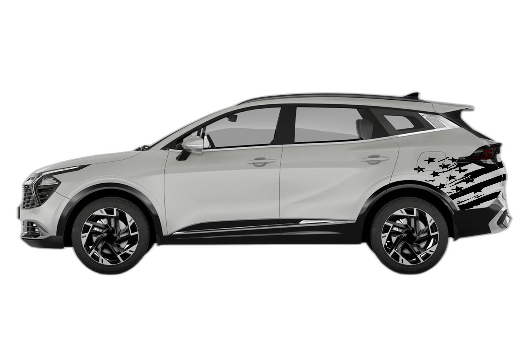 Back Shredded US Flag Decals Graphics for Kia Sportage
