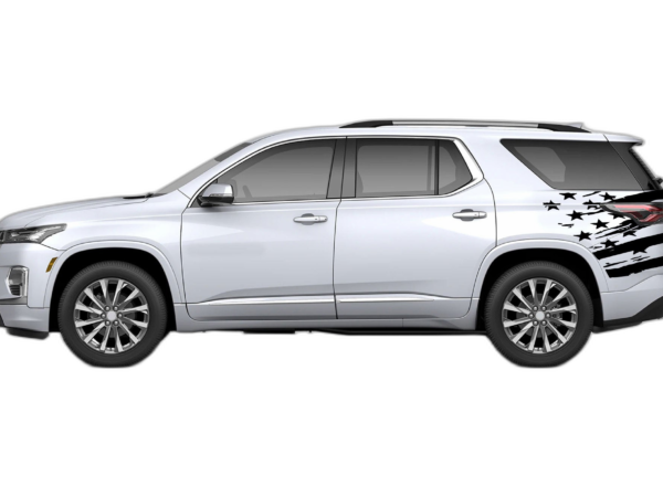Back Shredded US Flag Graphics for Chevrolet Traverse 2018-2023