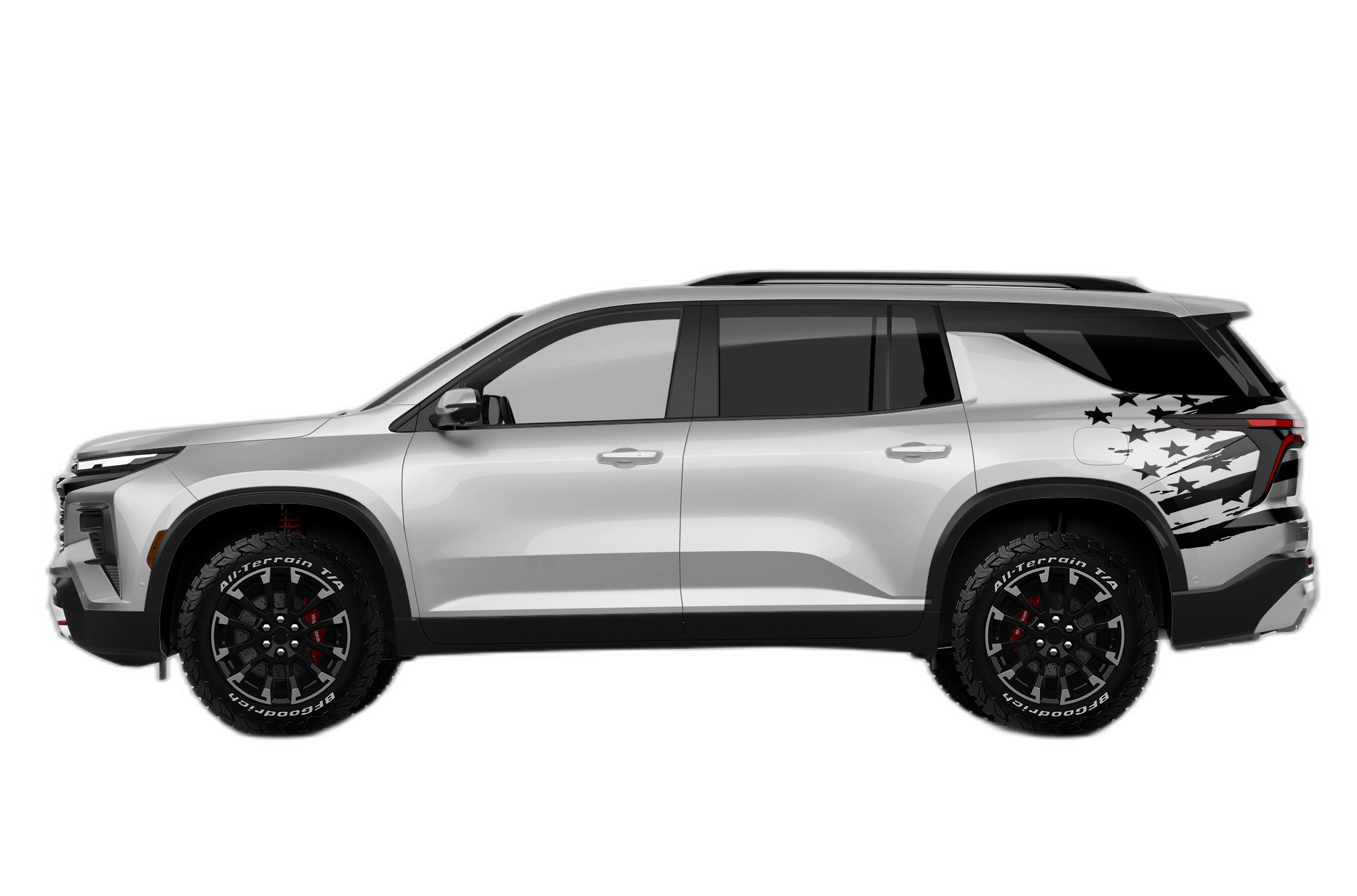 Back Shredded US Flag Graphics for Chevrolet Traverse