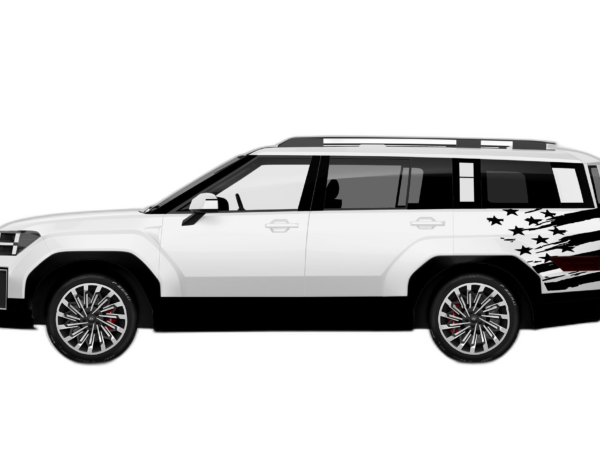 Back shredded US flag graphics decals compatible with Hyundai Santa Fe
