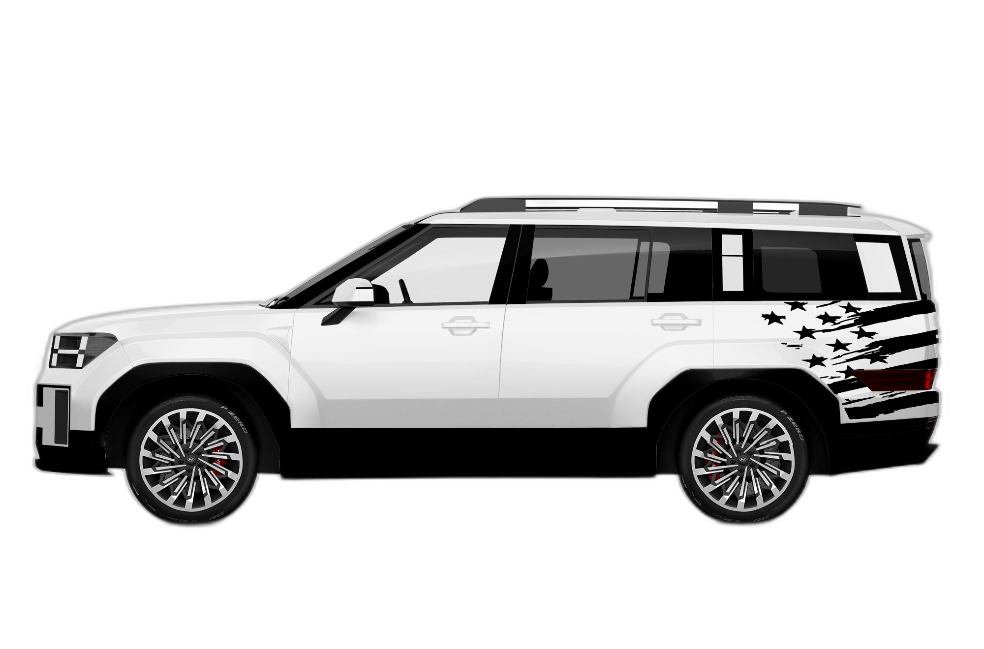 Back Shredded US Flag Graphics for Hyundai Santa Fe