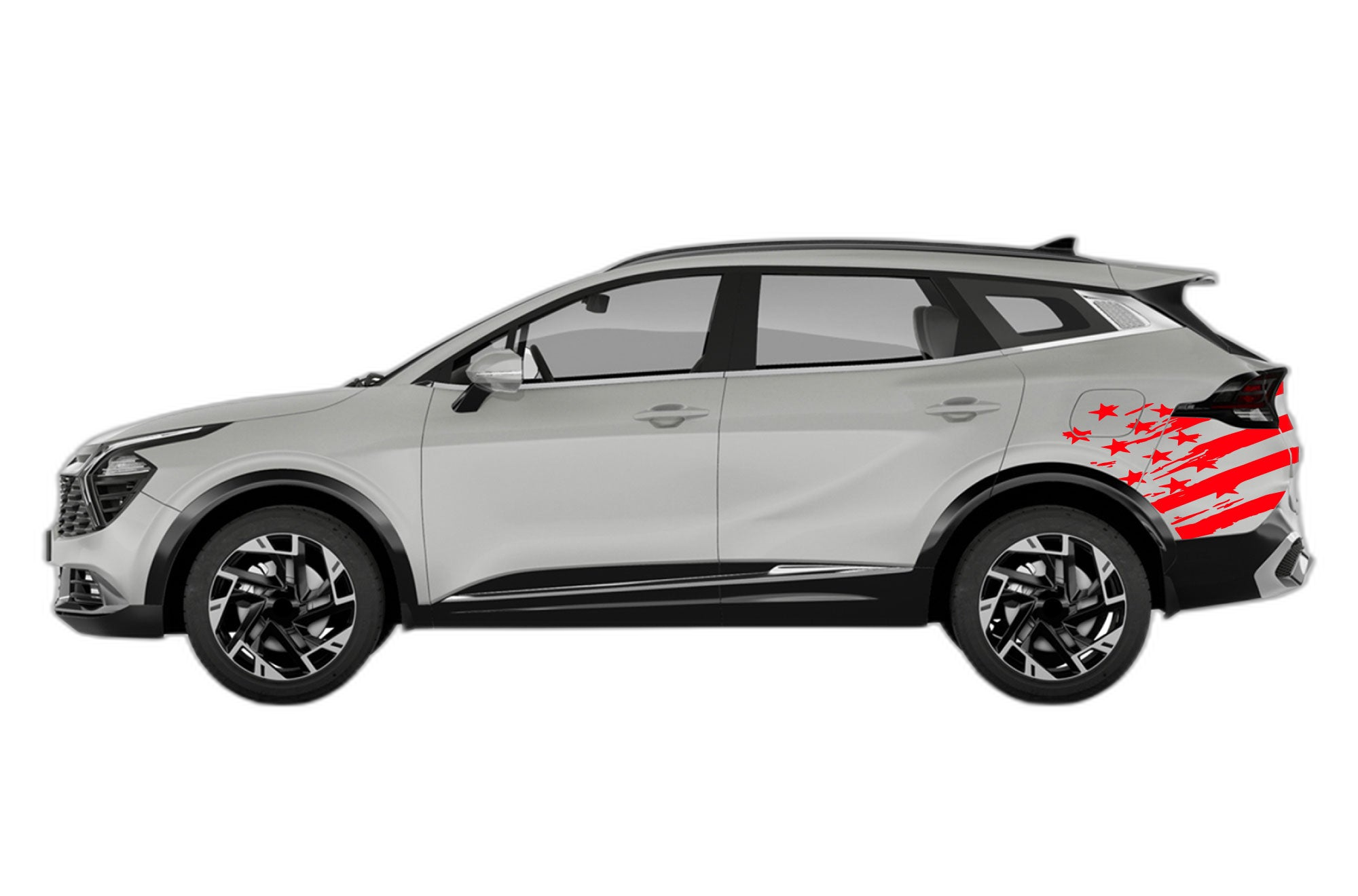 Back Shredded US Flag Decals Graphics for Kia Sportage - Image 2