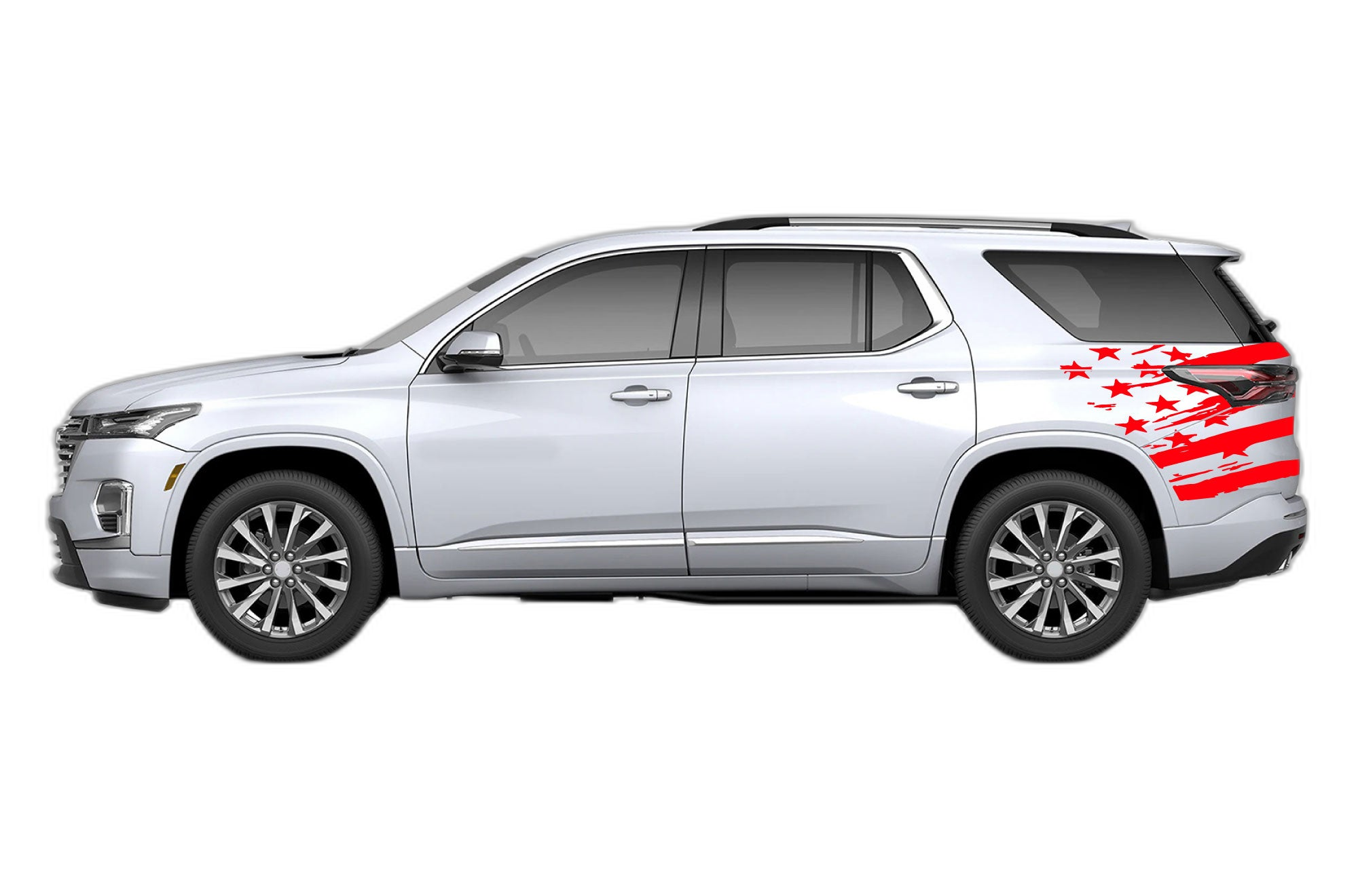 Back shredded US flag graphics decals compatible with Chevrolet Traverse 2018-2023 - Image 2