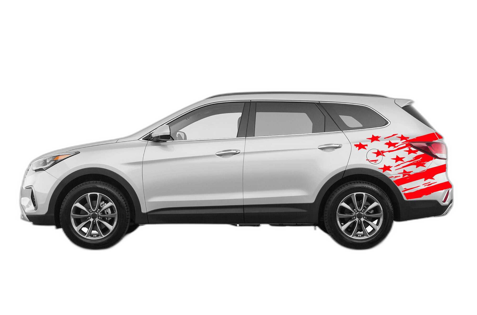 Back Shredded US Flag Graphics for Hyundai Santa Fe 2019-2023 - Image 2