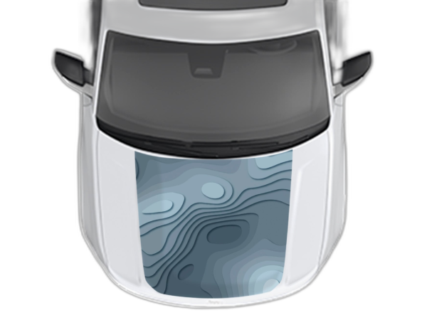 Blue Topographic Print Hood Decals Graphics for Jeep Grand Cherokee