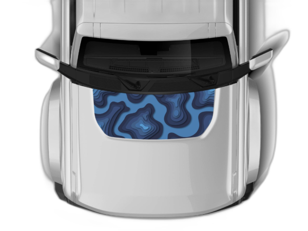 Blue Topographic Print Hood Graphics for Ford Bronco