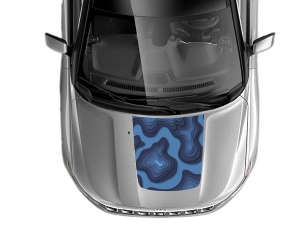 Blue topographic print hood graphics decals compatible with Jeep Compass 2007 - 2025