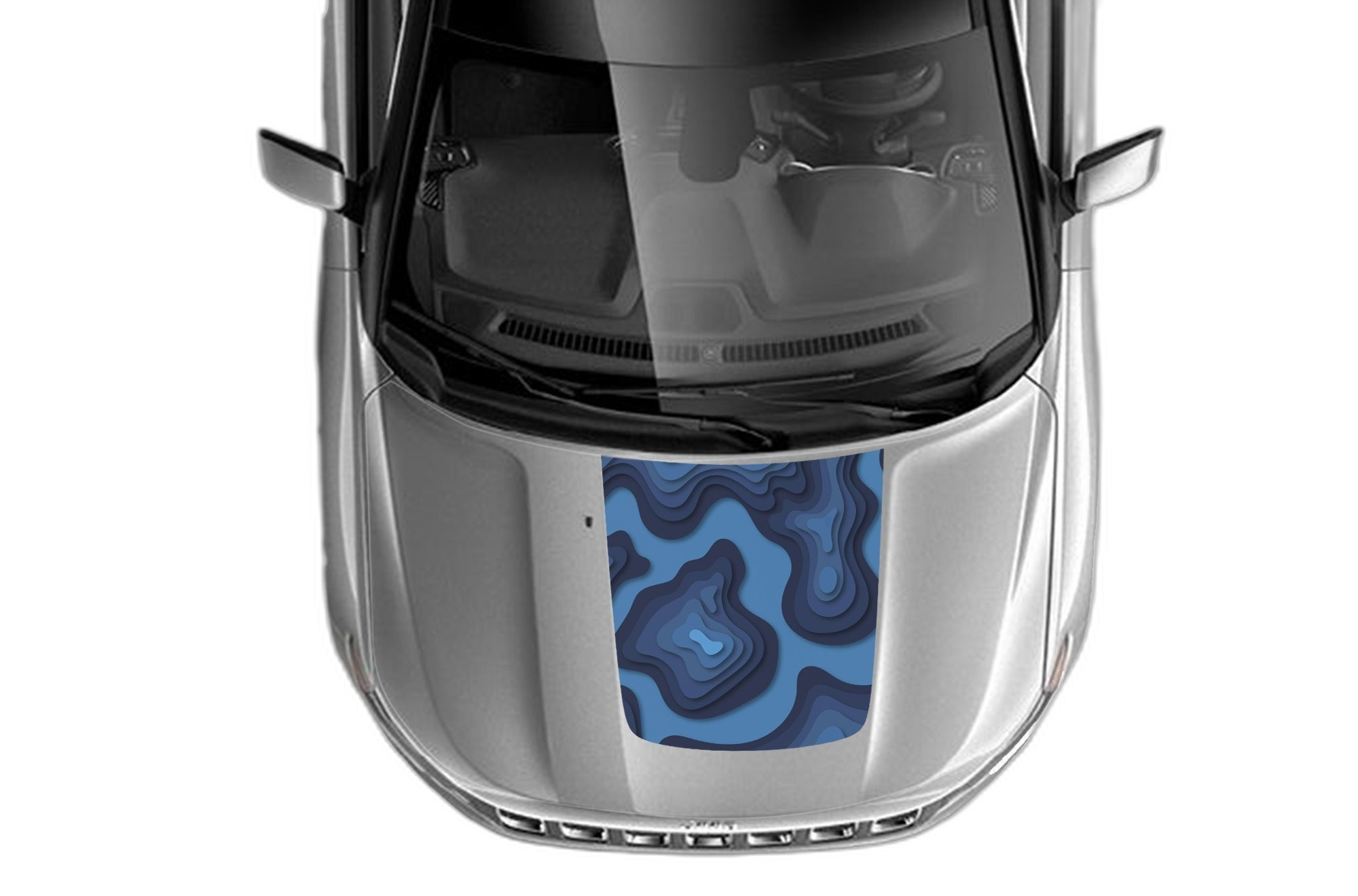 Blue Topographic Print Hood Graphics for Jeep Compass 2007 - 2025