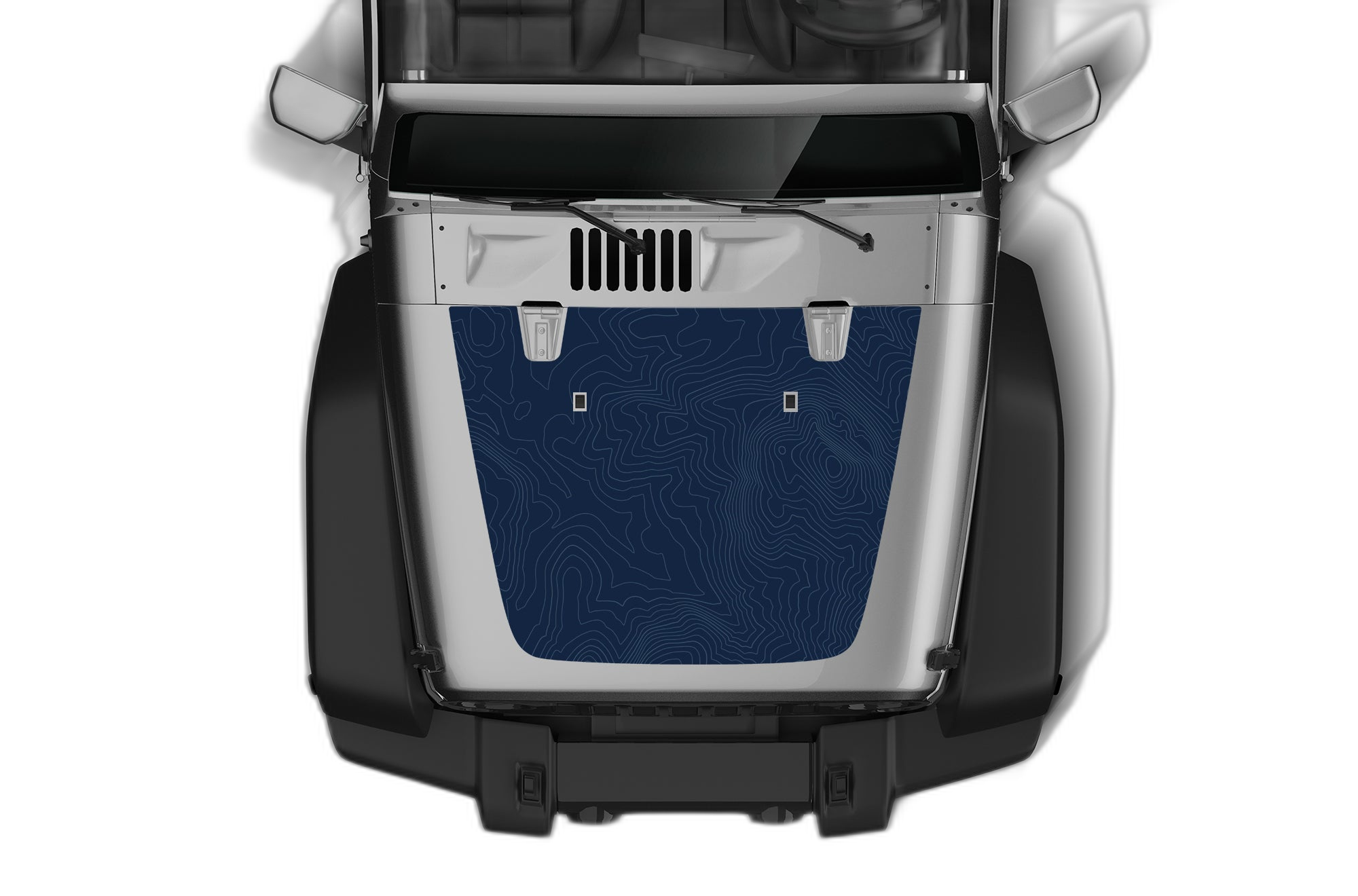 Blue Topography Print Hood Graphics for Wrangler JK