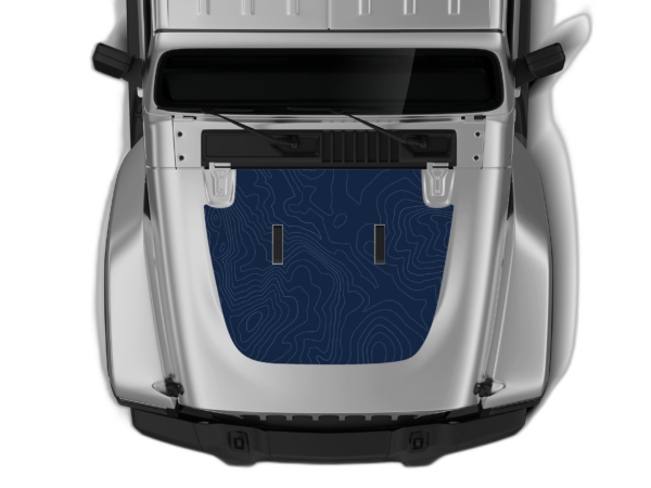 Blue Topography Print Hood Graphics for Wrangler JL