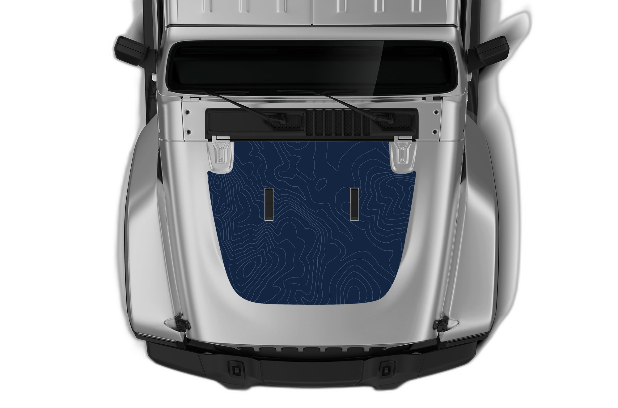 Blue Topography Print Hood Graphics for Wrangler JL