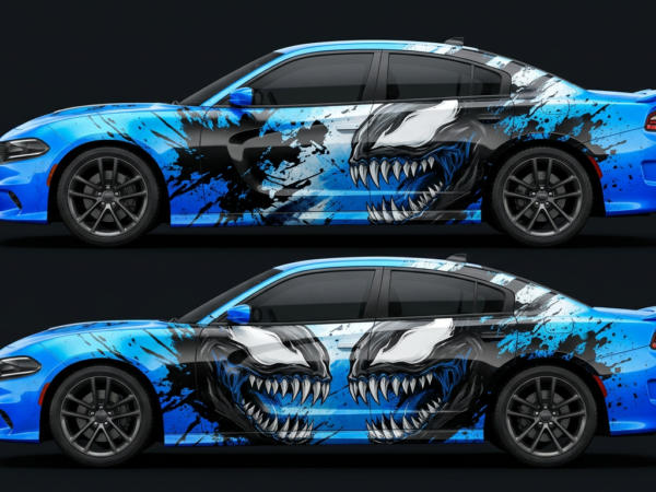 💙👹 Blue Venom Face Car Wrap - Arctic Fury