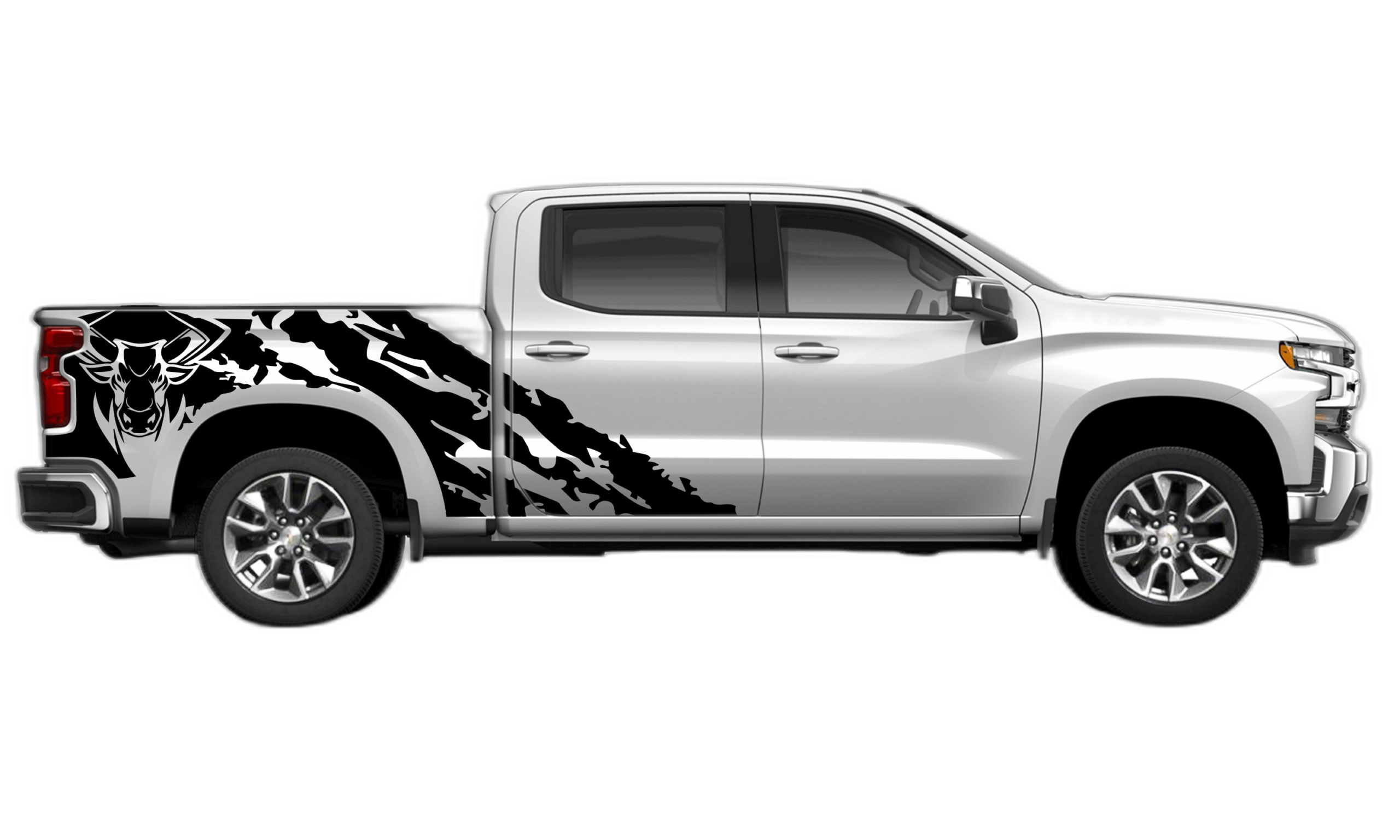 Bull shredded decals graphics compatible with Chevrolet Silverado