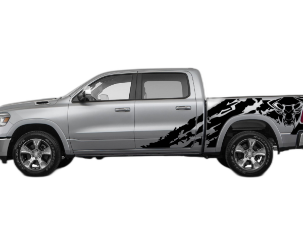 Bull Shredded Side Decals Graphics for Dodge Ram