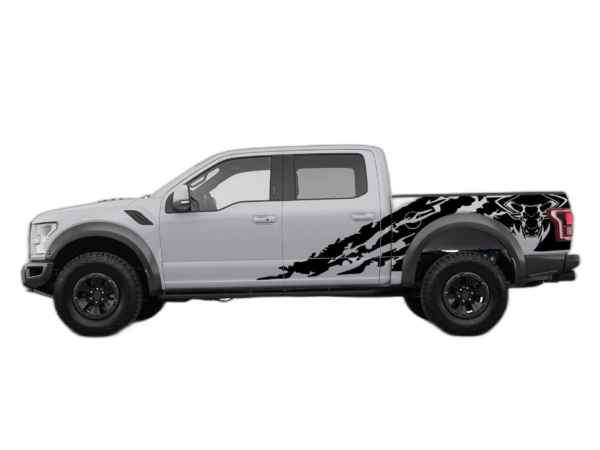 Bull Shredded Side Decals Graphics for Ford F150 Raptor 2017-2020