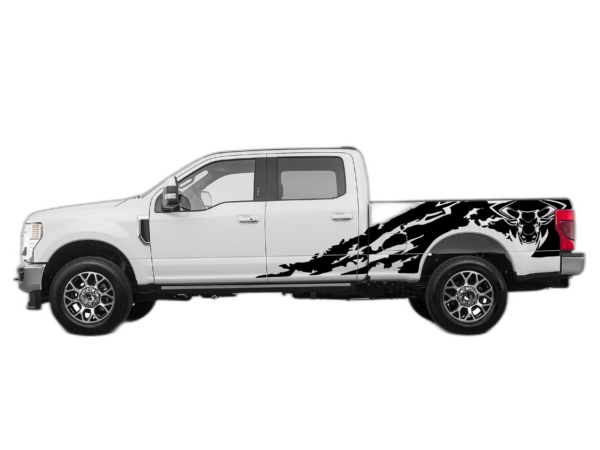 Bull shredded side decals graphics compatible with Ford F250 2017-2022