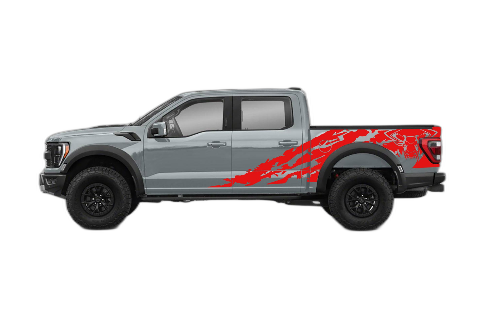 Bull shredded side decals graphics compatible with Ford F150 Raptor - Image 2