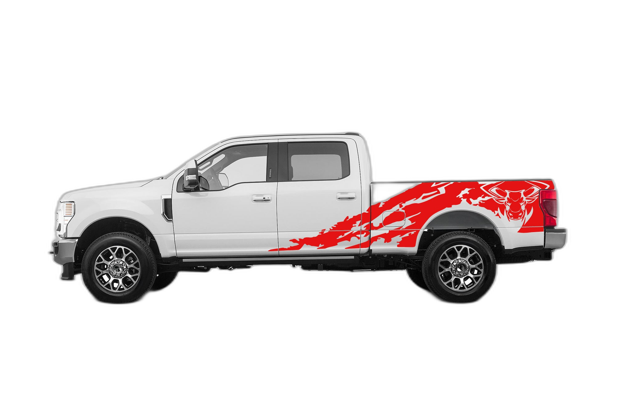 Bull Shredded Side Decals Graphics for Ford F250 2017-2022 - Image 2