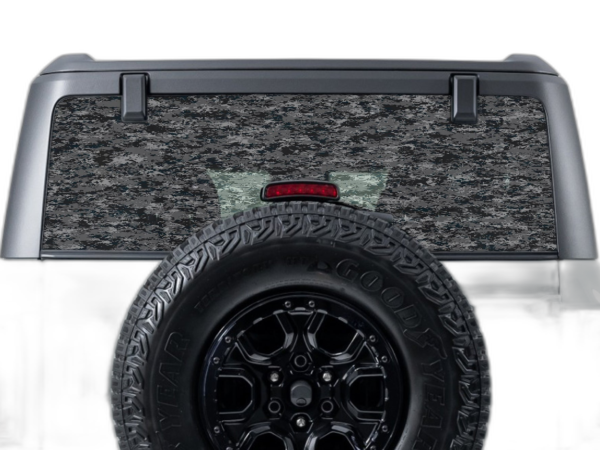 Camo perforated rear window decal graphics compatible with Ford Bronco