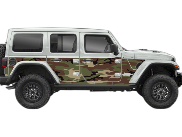 Camo style full side graphics decals compatible with Wrangler JL