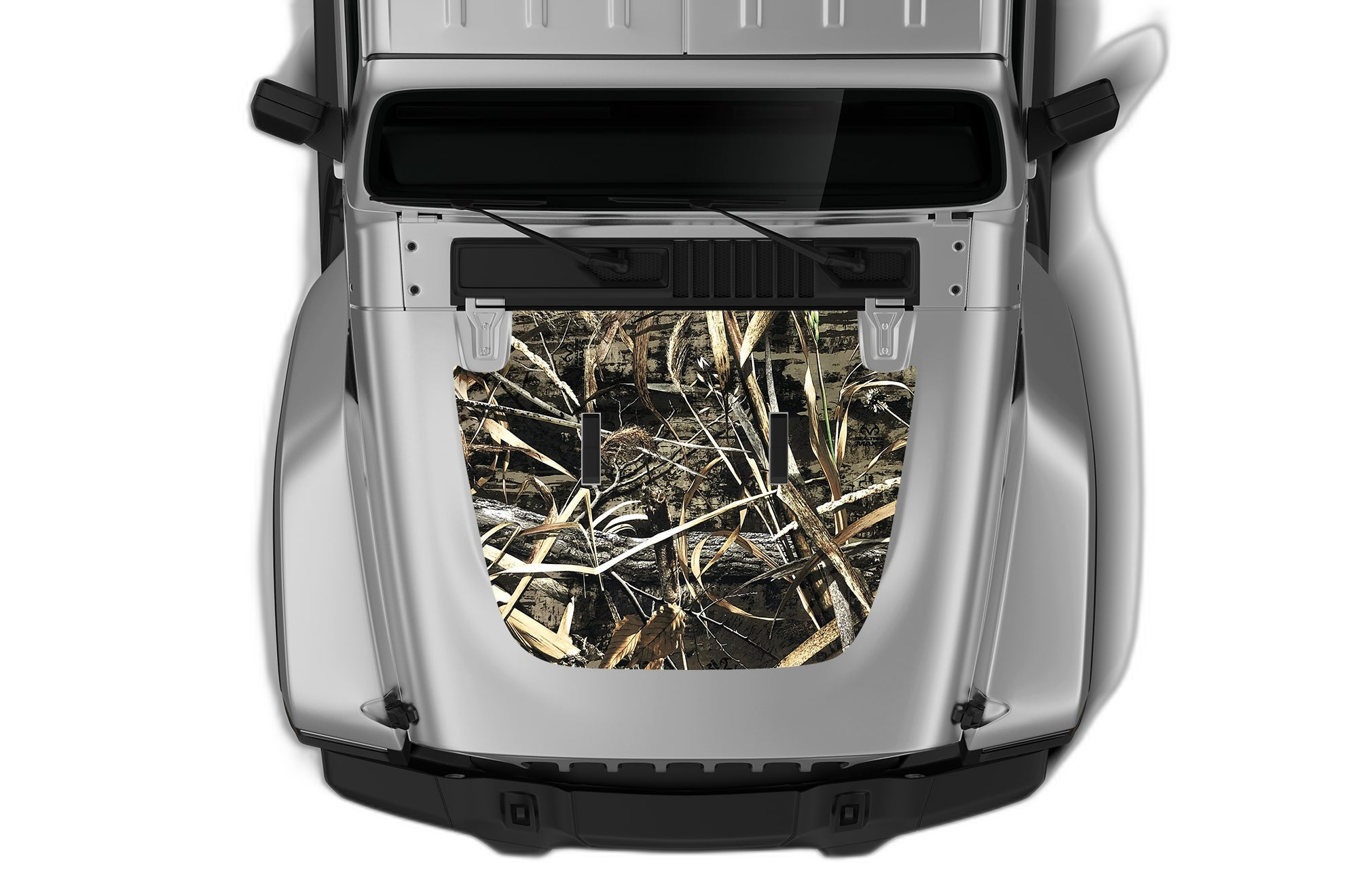 Camouflage print hood graphics decals compatible with Wrangler JL