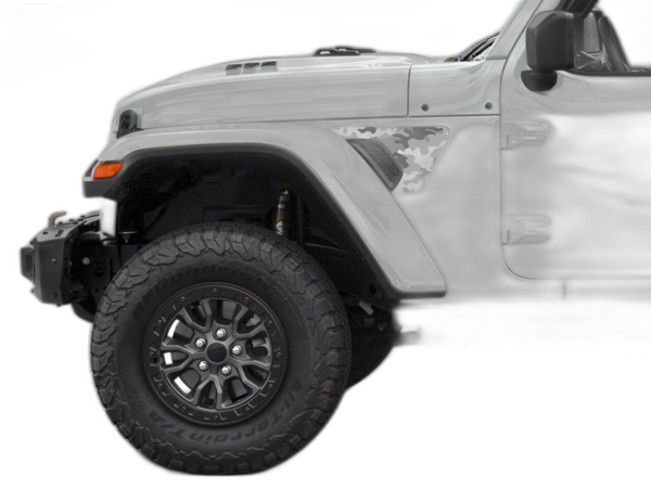 Camouflage print fender vent side graphics decals compatible with Jeep Wrangler JL