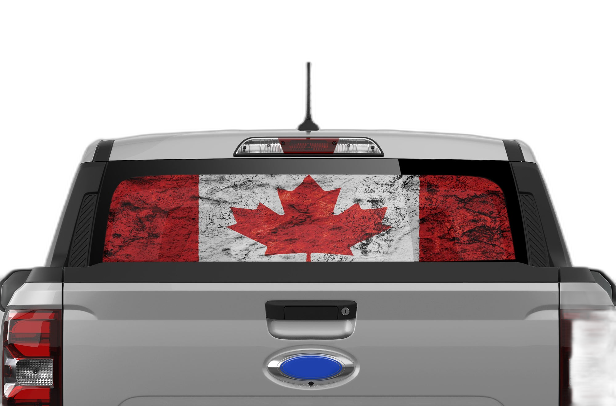 Canada flag perforated rear window decal graphics compatible with Ford Maverick