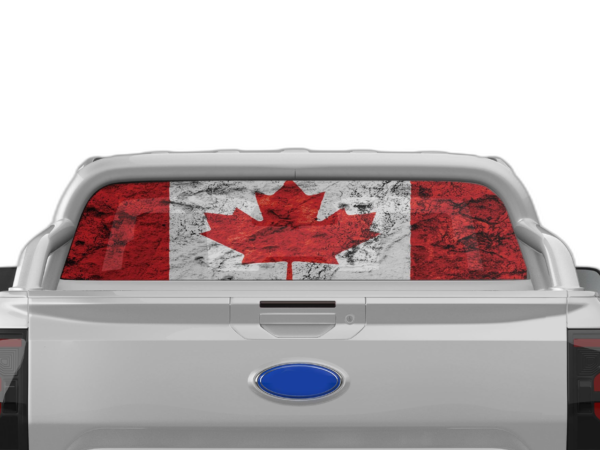 Canada flag perforated rear window decal graphics compatible with Ford Ranger 2019-2023