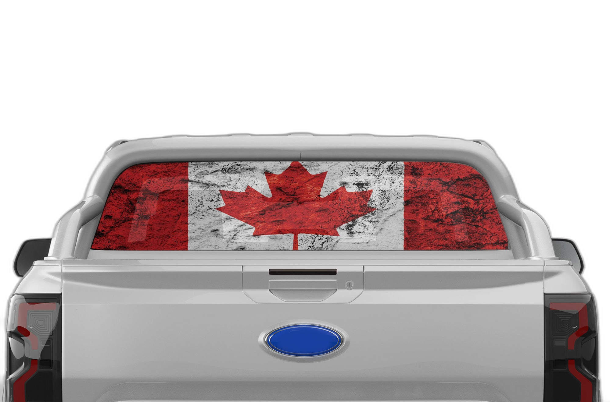 Canada flag perforated rear window decal graphics compatible with Ford Ranger 2019-2023