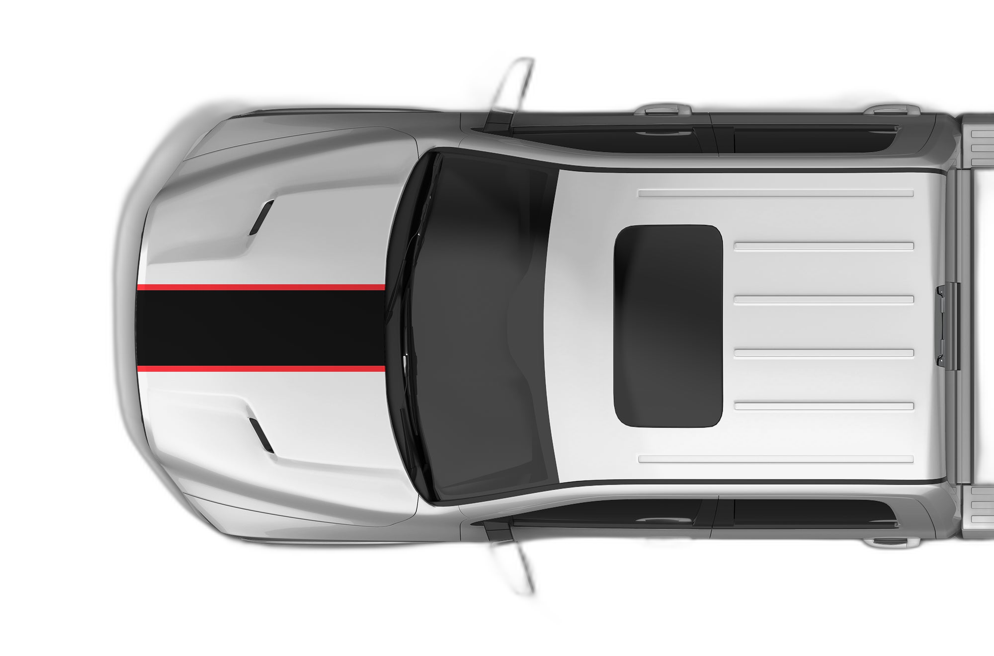 Center rally racing stripes with pinstriping decals graphics compatible with Dodge Ram Rebel