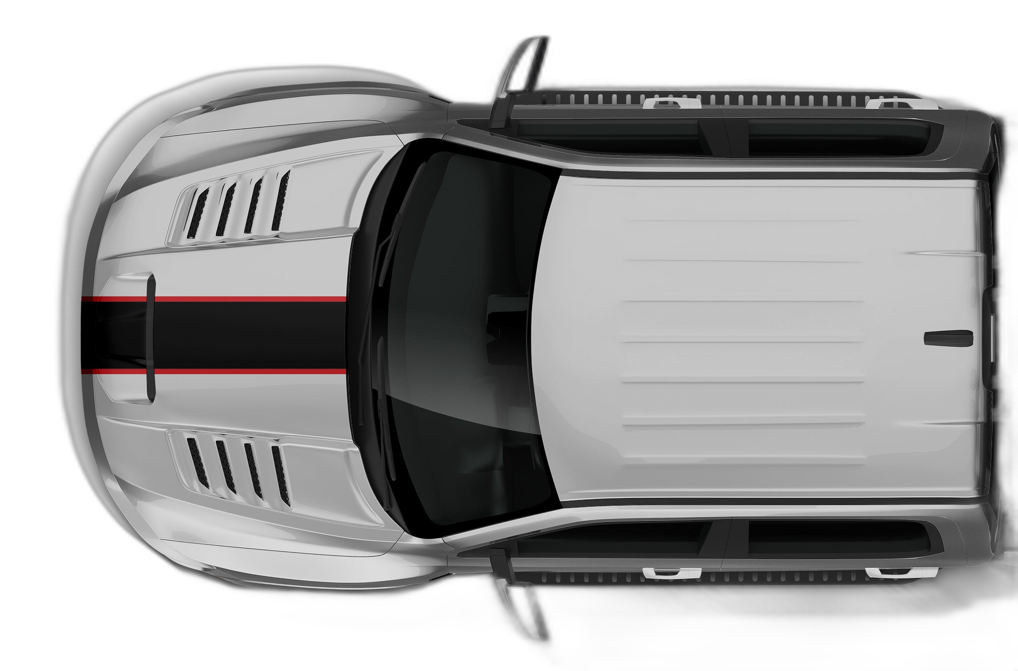 Center Rally Racing Stripes with Pinstriping Decals Graphics for Dodge Ram TRX