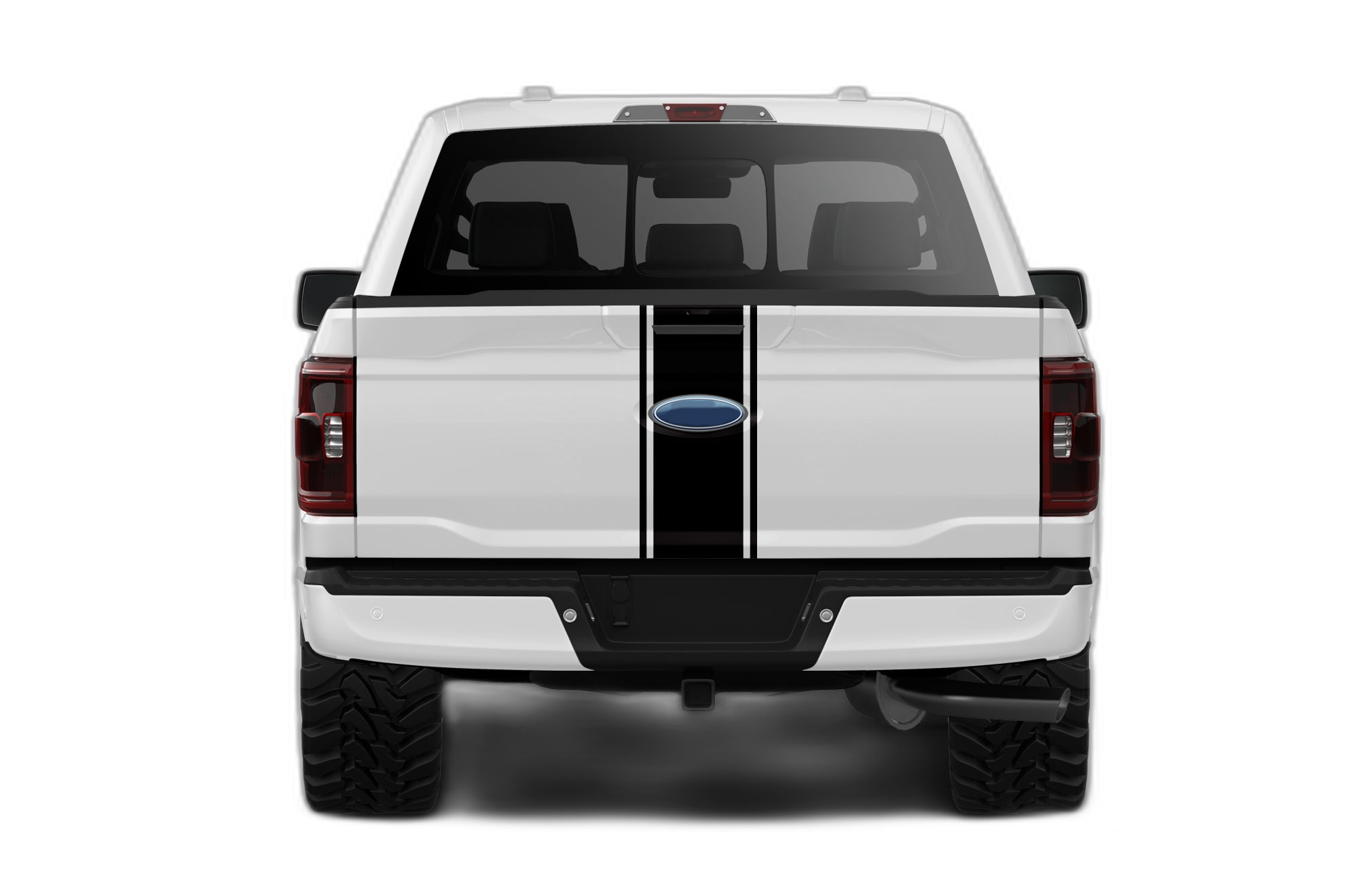 Center rally racing stripes decals graphics compatible with Ford F150 - Image 2