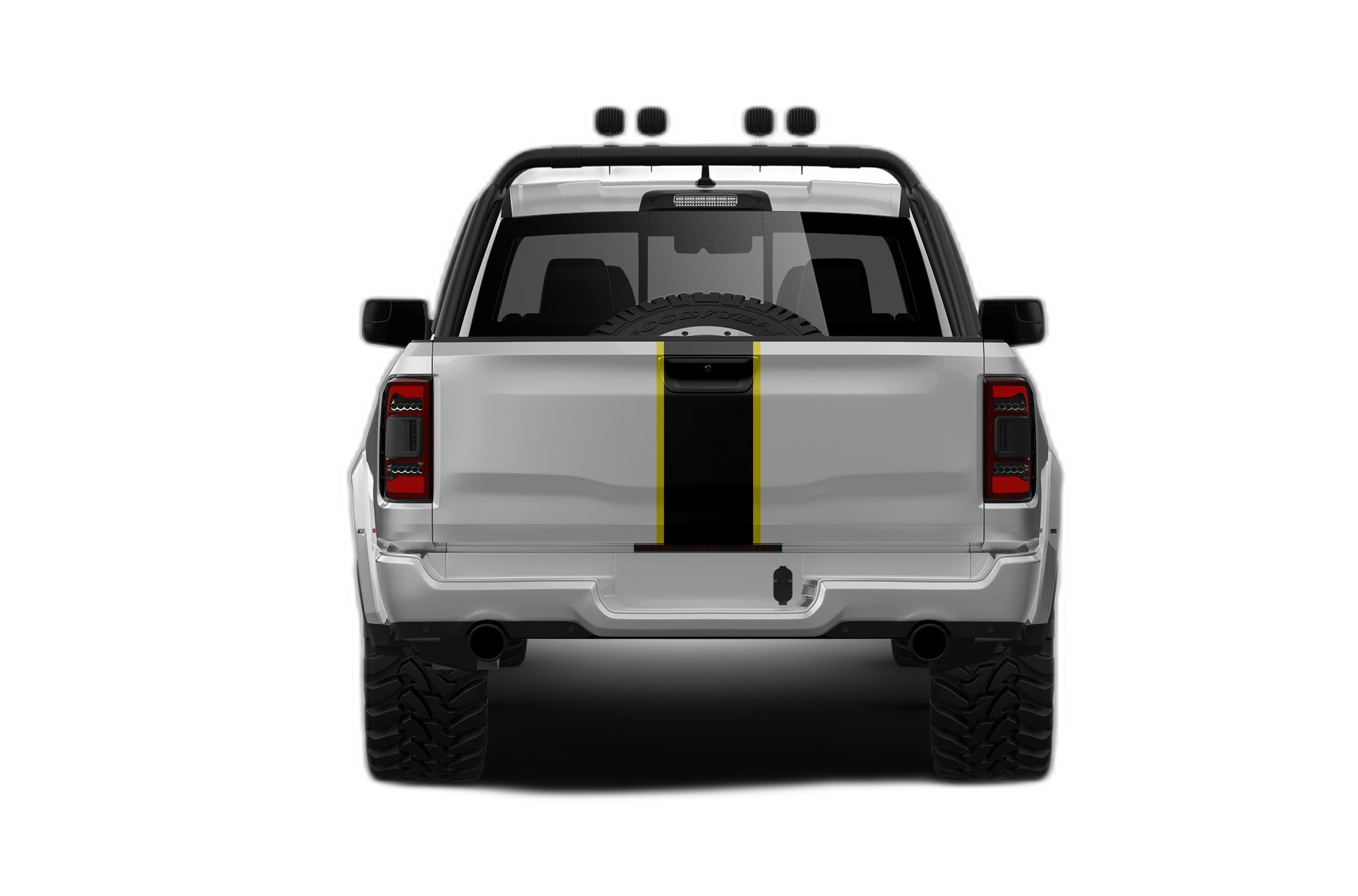 Center Rally Racing Stripes with Pinstriping Decals Graphics for Dodge Ram TRX - Image 5