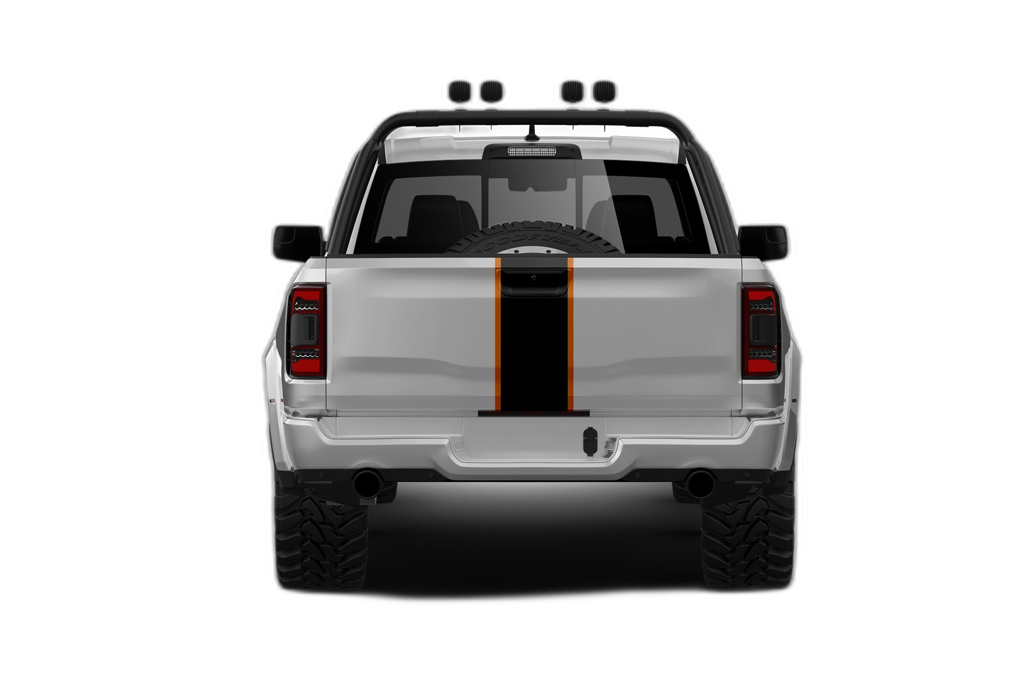 Center Rally Racing Stripes with Pinstriping Decals Graphics for Dodge Ram TRX - Image 2