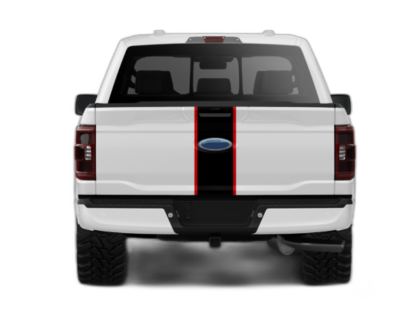 Center rally racing stripes with pinstriping decals graphics compatible with Ford F150
