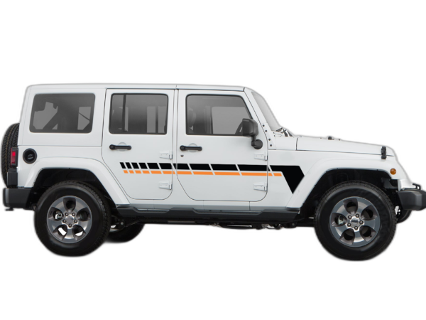 Center retro dashed lines stripes graphics decals compatible with Wrangler JK