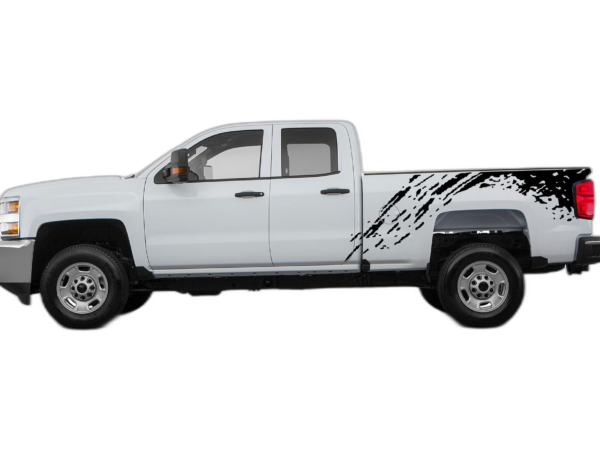 Mud Splash Side Bed Decals Graphics for Chevrolet Silverado 2500HD 2015-2019
