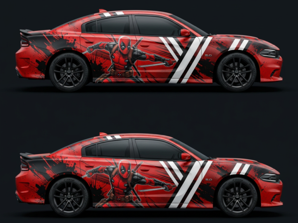 💥🔫 Deadpool Pistols Car Wrap - Maximum Firepower