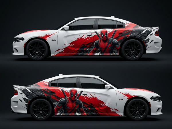 🩸⚔️ Deadpool Red Splash Car Wrap