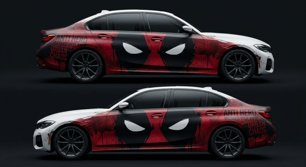 🩸 Deadpool Grunge Car Wrap - Distressed Anti-Hero Decals-